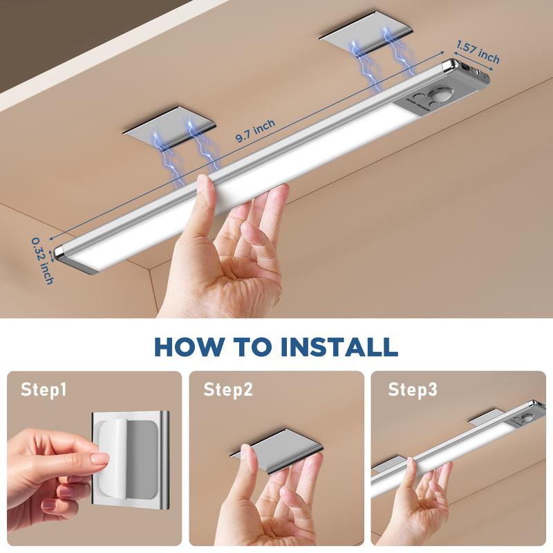 💡Motion Sensor Under Cabinet Light, 1500mAh USB Rechargeable, Magnetic & Dimmable