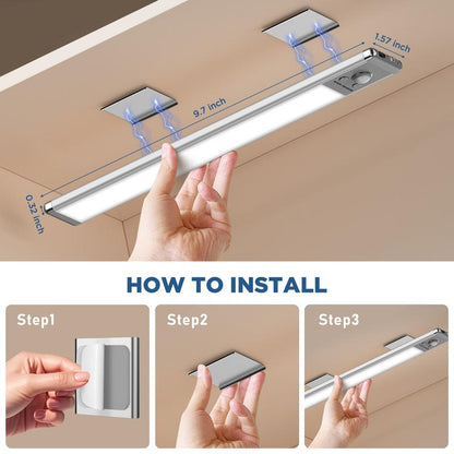 💡Motion Sensor Under Cabinet Light, 1500mAh USB Rechargeable, Magnetic & Dimmable